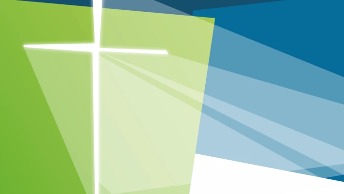 Grafik mit einem Kreuz und den Farben des CJD